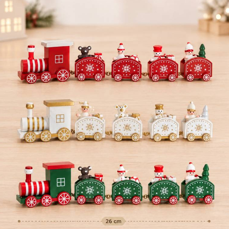 Trem Trenzinho de Natal Madeira Enfeite Decoração Natalina 26 cm