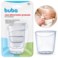kit 3 Copos Alimentador Bebê Buba Dosador Amamentação Infantil Leite bebe Alimentação Bebe Copinho