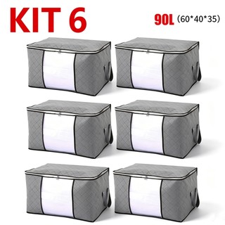 Kit 6/3 Caixa Saco Organizador Cobertor Casaco Guarda Roupa Ecológico Anti-Poeira Umidade…