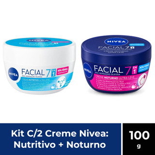 Kit Creme Facial Sensação Não Oleosa Nutritivo + Noturno 100g Nivea - Kit C/2 Itens