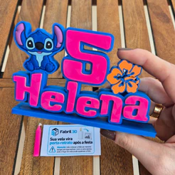 Vela Topo de Bolo Stitch Personalizado Nome e Idade Vela Aniversário Havaiano Infantil