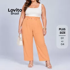 Lovito Plus Size Calça Clochard com Botões no Cós PTB1164BRL1194