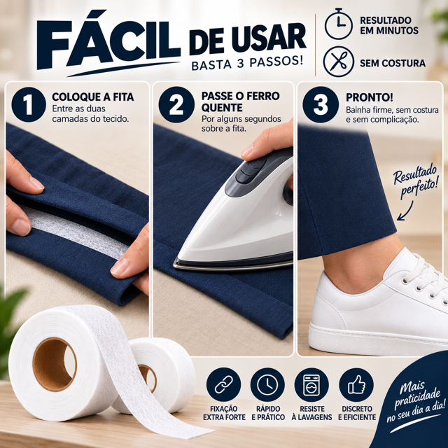 Bainha Mágica Dupla face Termocolante Fita para barra Cola instantanea 2cm — imagem 2 de 2