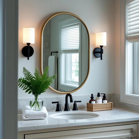 Espelho Oval de Parede Moldura Design Moderno Decorativo Banheiro Quarto – Envio Imediato