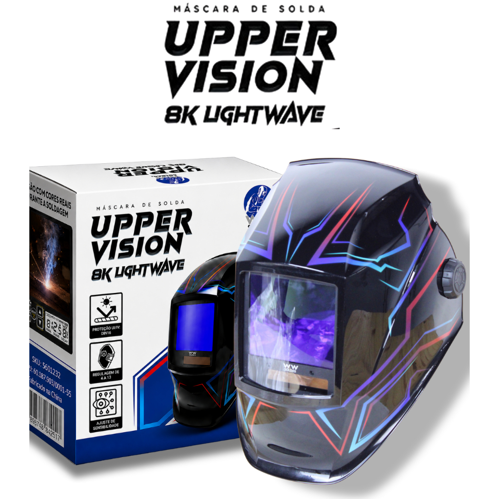 Máscara De Solda 8K Visão Real, modo memória e regulagem 4 a 13 Upper Vision Light Wave WWSoldas