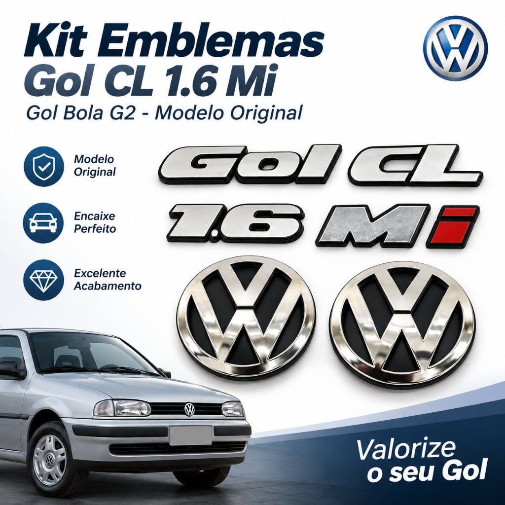Kit Emblemas Gol Cl 1.6 Mi - Bola G2 - Modelo Original · foto 2