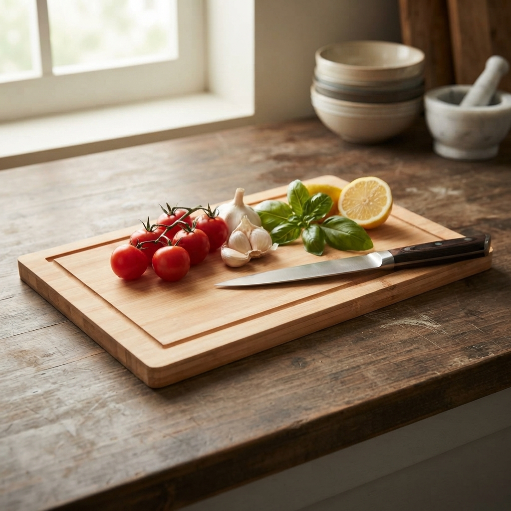 Tábua Multifuncional Nature Lyor 35cm x 23cm x 2cm Bambu para Cozinha Corte Queijos Churrasco Sustentável Antibacteriano