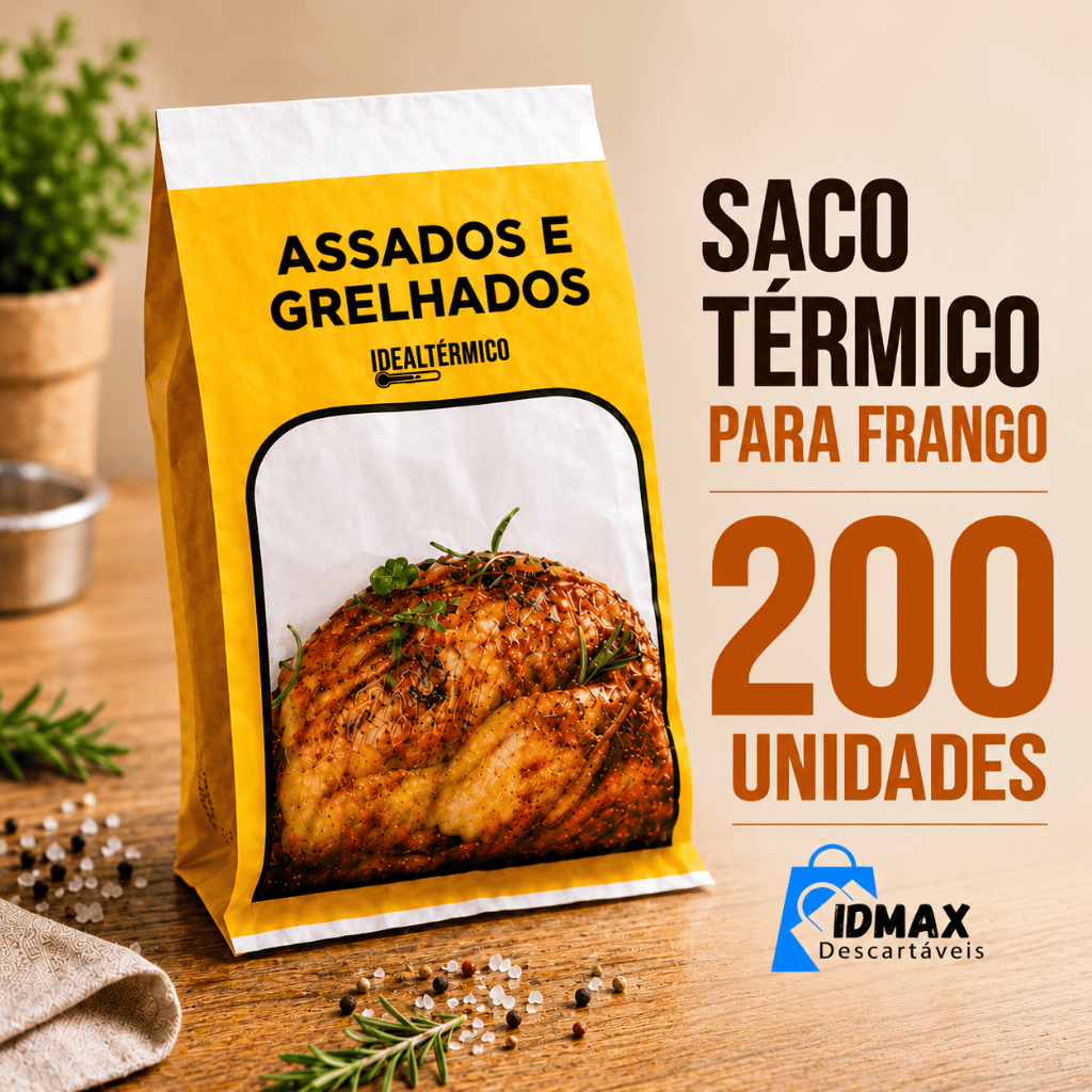 Saco Térmico para Frango e Assados - Embalagem para Assados e Grelhados com 200 UNIDADES
