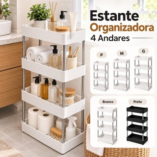 Estante Prateleira Multiuso 4 Níveis Organizador Vertical para Cozinha Banheiro e Escritório