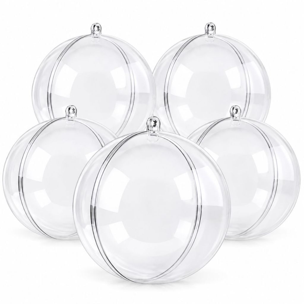 Kit 60 Esferas Bola Acrilica 6,5cm Transparente para Festa Decoração Natal e Aniversario