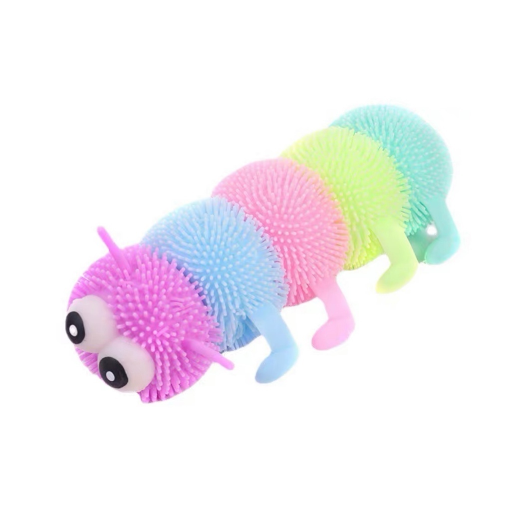 Brinquedo Infantil Centopéia Lagarta com Luz De Apertar E Esticar Colorida — imagem 2 de 2