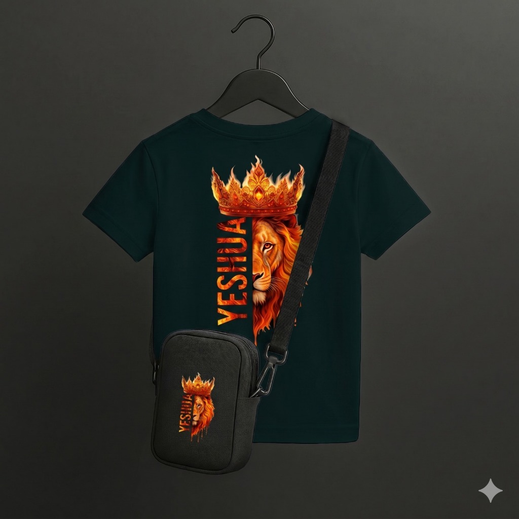Kit Camiseta E Bolsa Leão De Judá Estampa Religiosa Conjunto Masculino Feminino Moda Casual Estilosa Para Uso Diário