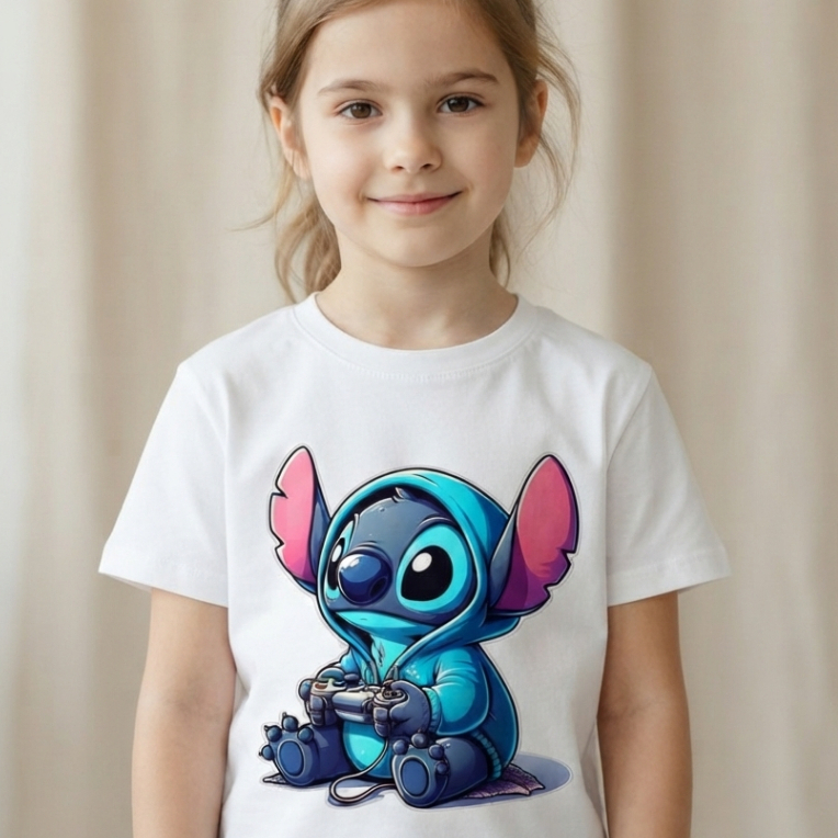 Camiseta Infantil Lilo e Stitch com Estampa Exclusiva para Crianças