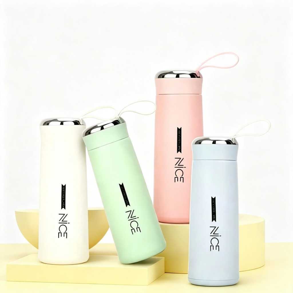 Garrafa de Água de Vidro 400ml Capa de Proteção Moderno Colors Candy Reutilizável e Sustentável