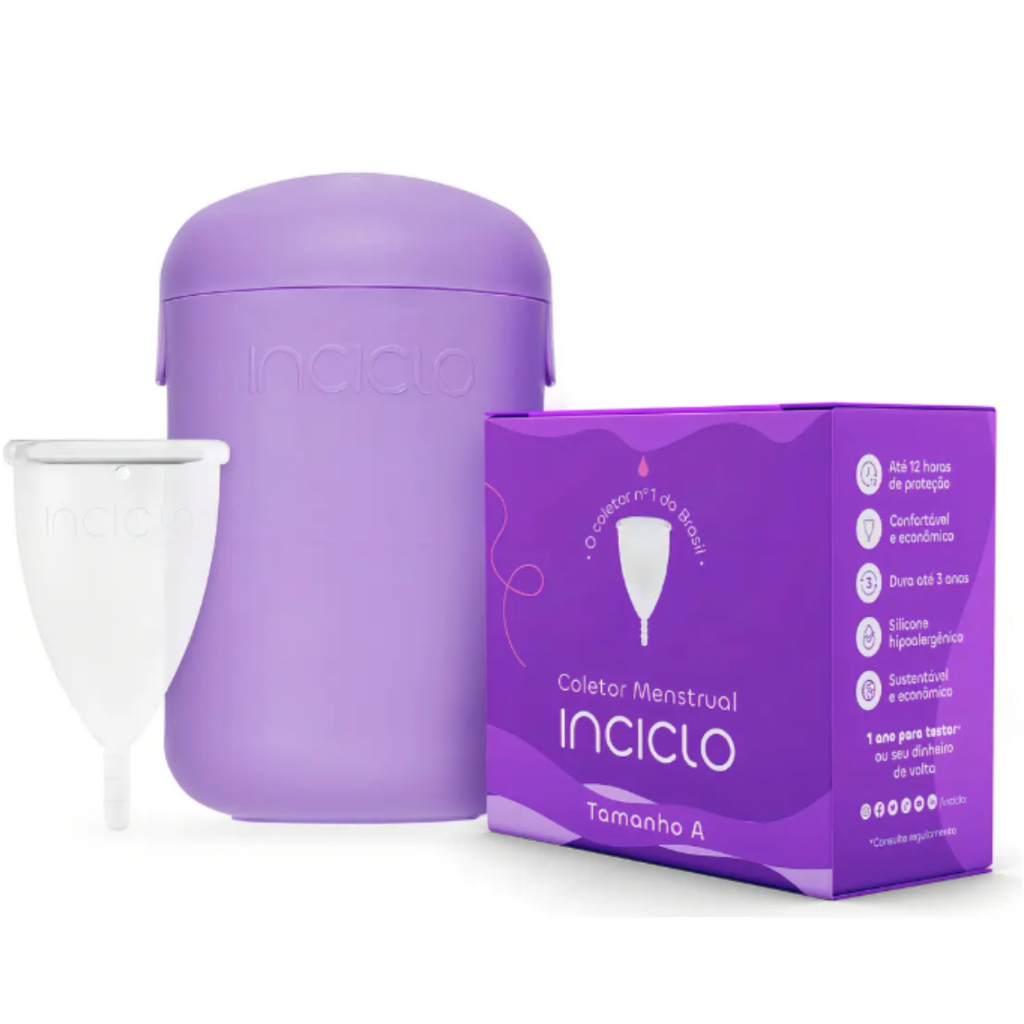 Coletor Menstrual Inciclo + Cápsula Esterilizadora Reutilizável Silicone Copinho
