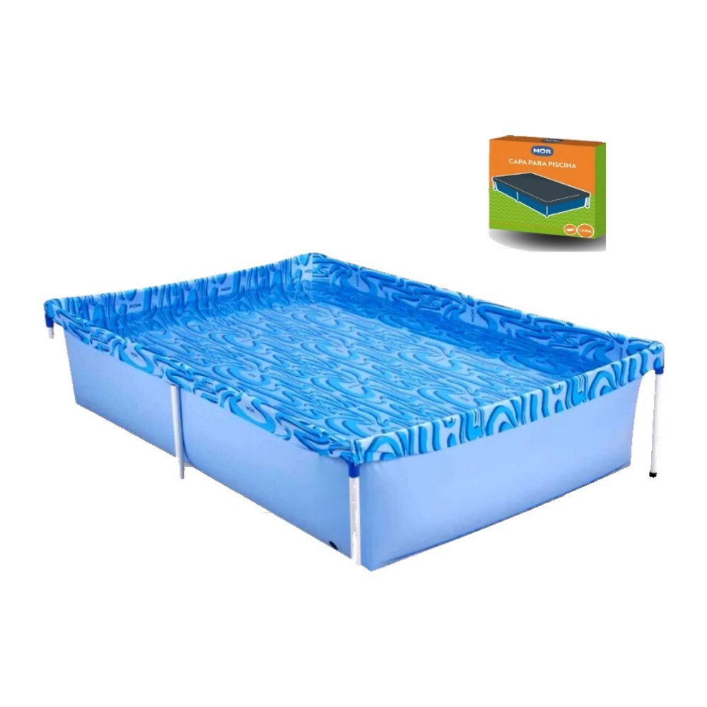 Kit Piscina Infantil Retangular + Capa Standard 1000 Litros - Mor