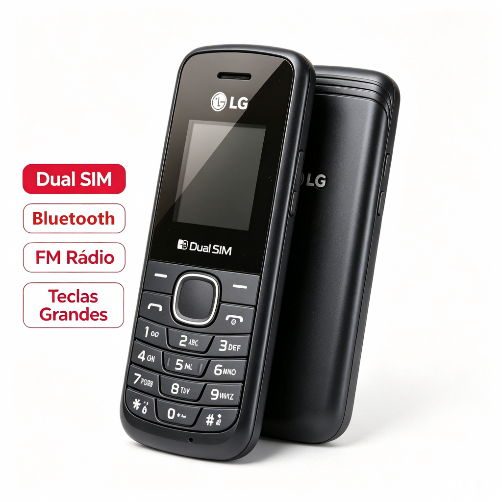Bluetooth Celular Original LG B220 Simples Teclado Para Idoso Ou Áreas Rurais Dual SIM Telefone Com FM E Lanterna 2G/3G
