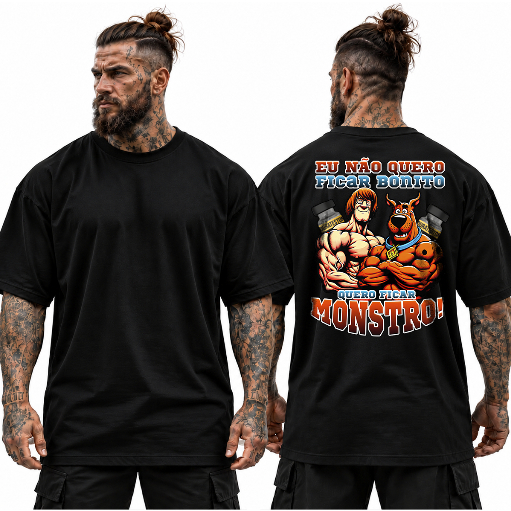 Camiseta Camisa Oversized Quero Ficar Monstro Academia Streetwear Algodão