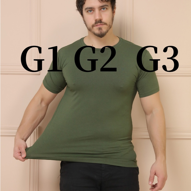 Camisetas Basicas G1 G2 G3  Manga Curta Com Elastano Malha Visco Lycra(Malha Fria)