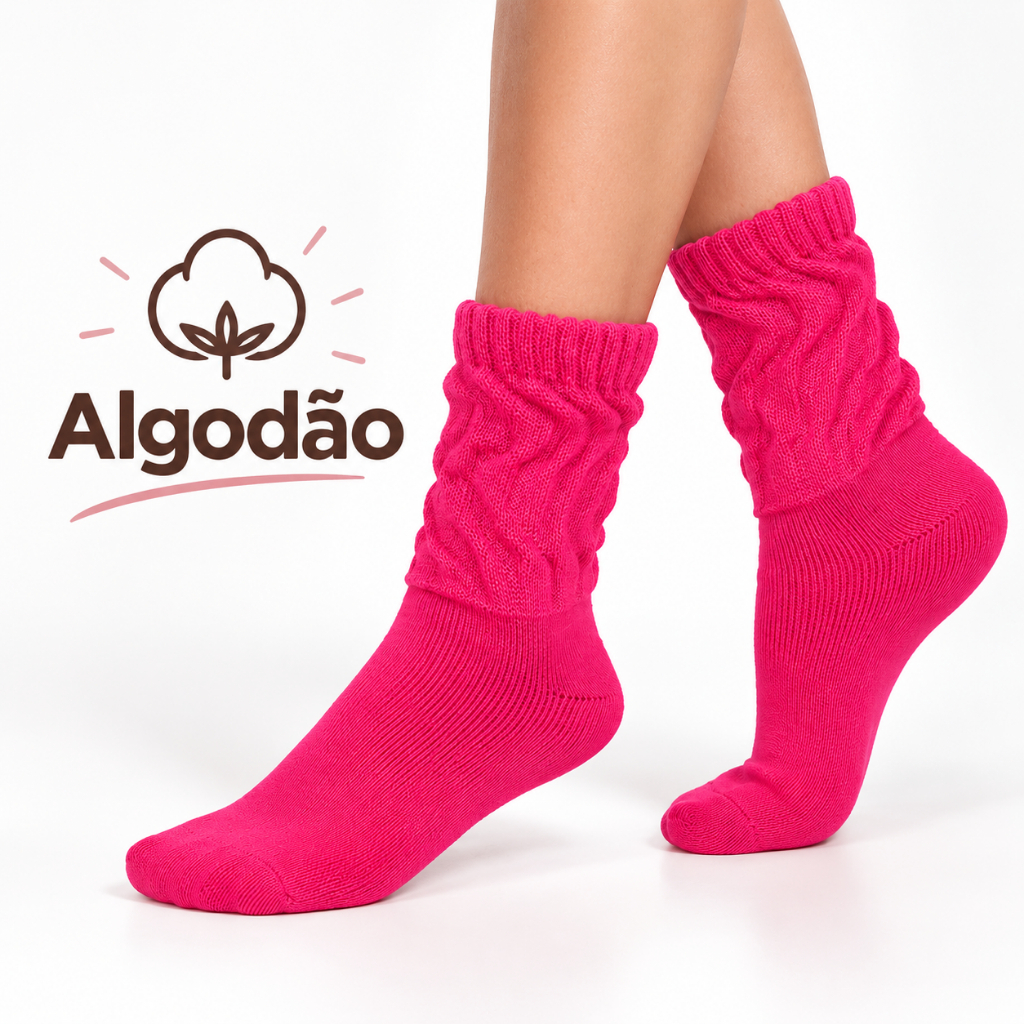 Meia Aeróbica Cores em Algodão Franzida Grossa Preta Branca Rosa Atoalhada 34 ao 39