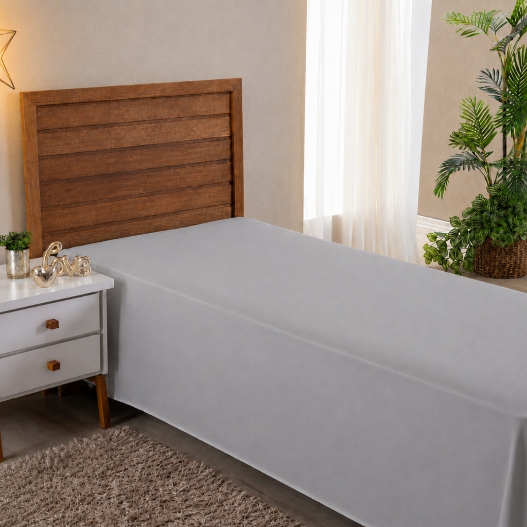 Lençol Solteiro Sem Elástico 400 Fios Micropercal com Virol Cama Box PREMIUM Extra Macio