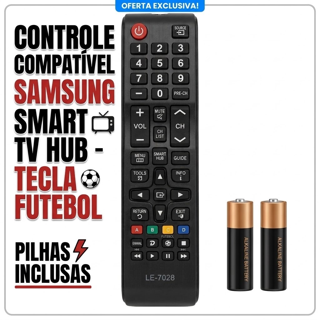 Controle Remoto Para SAMSUNG Smart TV LCD LED PLASMA 4K (todas)  Pronto para uso + Pilhas. Envio imediato