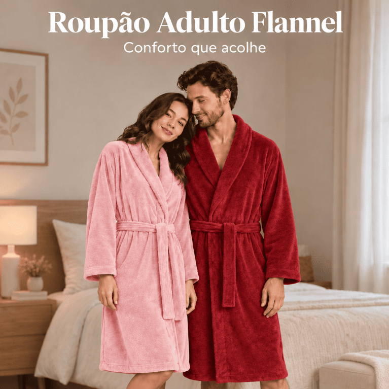 Roupão Adulto Unissex Microfibra Aveludado Super Macio Quentinho Inverno Manga Longa com Cinto Bolsos Várias Cores