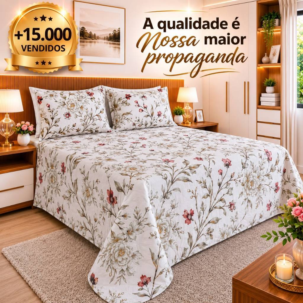 Kit Lençol 3Pçs Percal 500 Fios Casal Queen Linha Luxo Premium