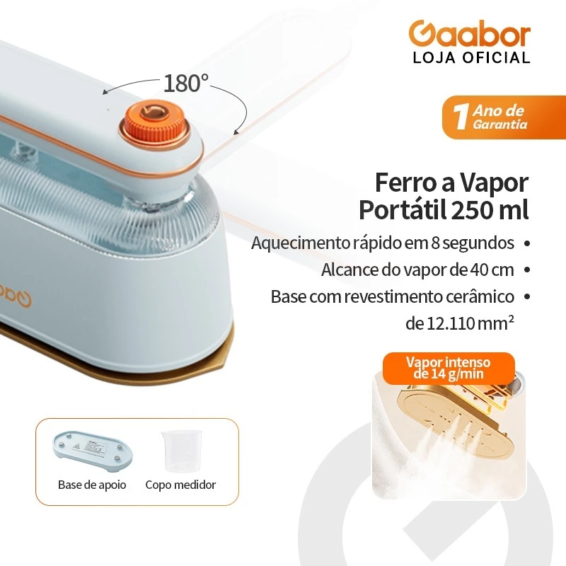 Gaabor Ferro a Vapor 250ml Tanque Visível Base Cerâmica 12110mm² HM-M03A