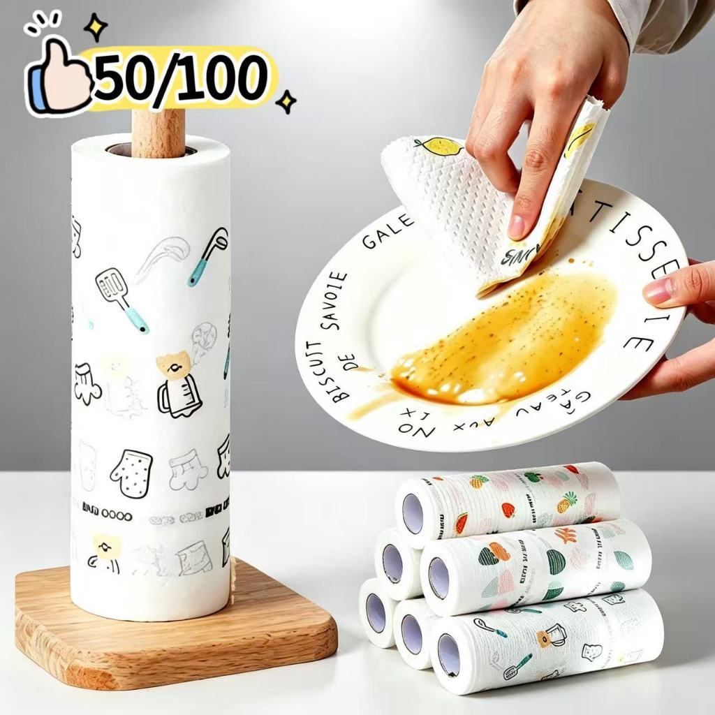 Rolo Pano De Limpeza Reutilizável Absorvente Água Preguiçoso Seco Lavável Toalha De Papel