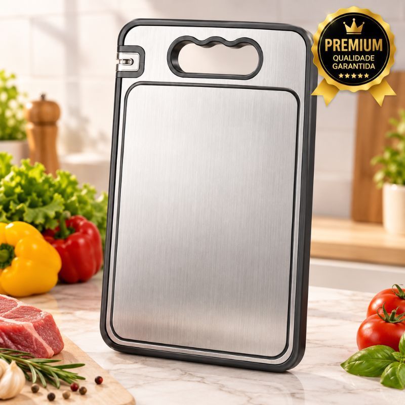 Tábua de Corte Grande Premium Dupla Face 36,5x24,8cm para Cozinha Carne Frutas Legumes Antiderrapante