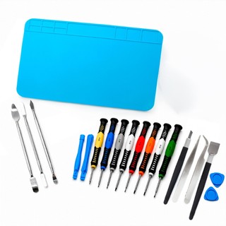 Ferramentas para Celular Notebook Eletrônica 16 Chaves Manta Par de Luvas e 3 Espátulas Completo