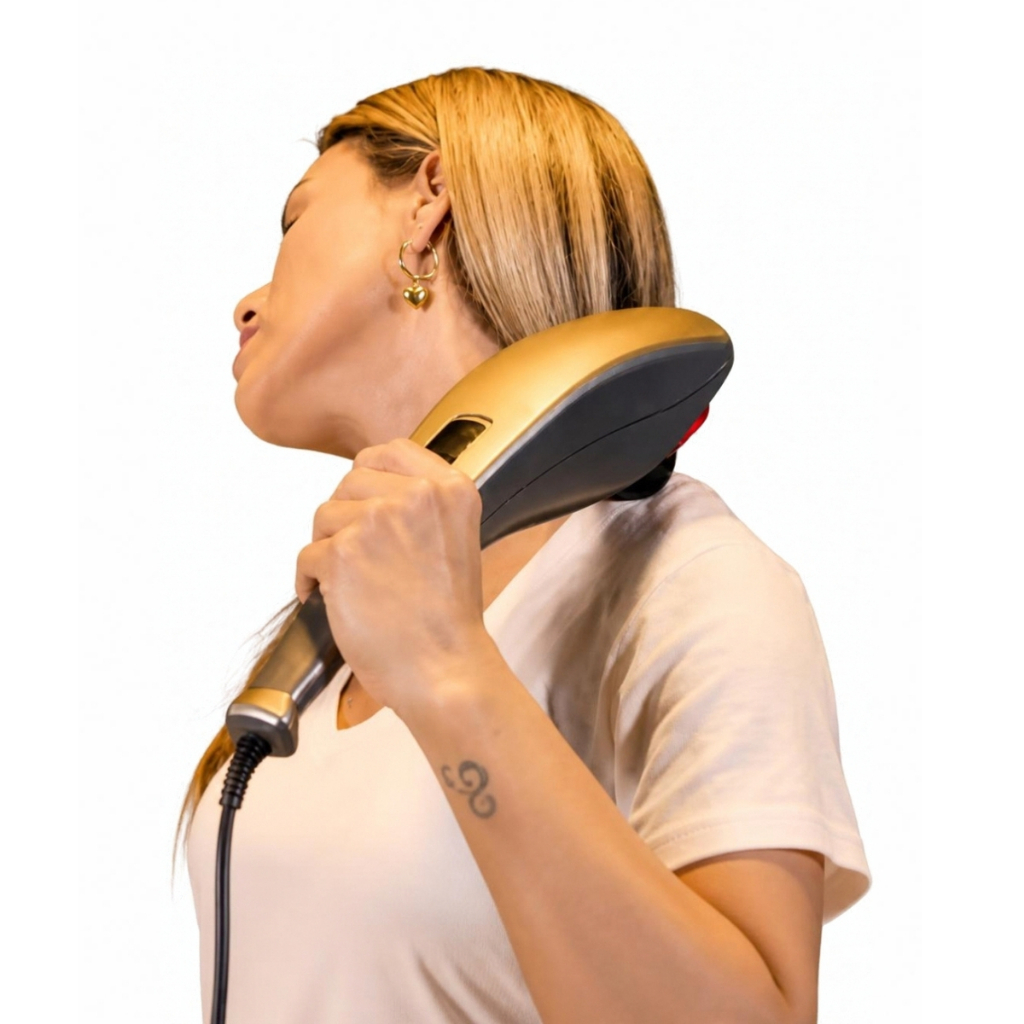 Massageador Elétrico Corporal Rainoah Portátil Alívio Muscular Relaxamento + 3 Ponteiras de Massagem