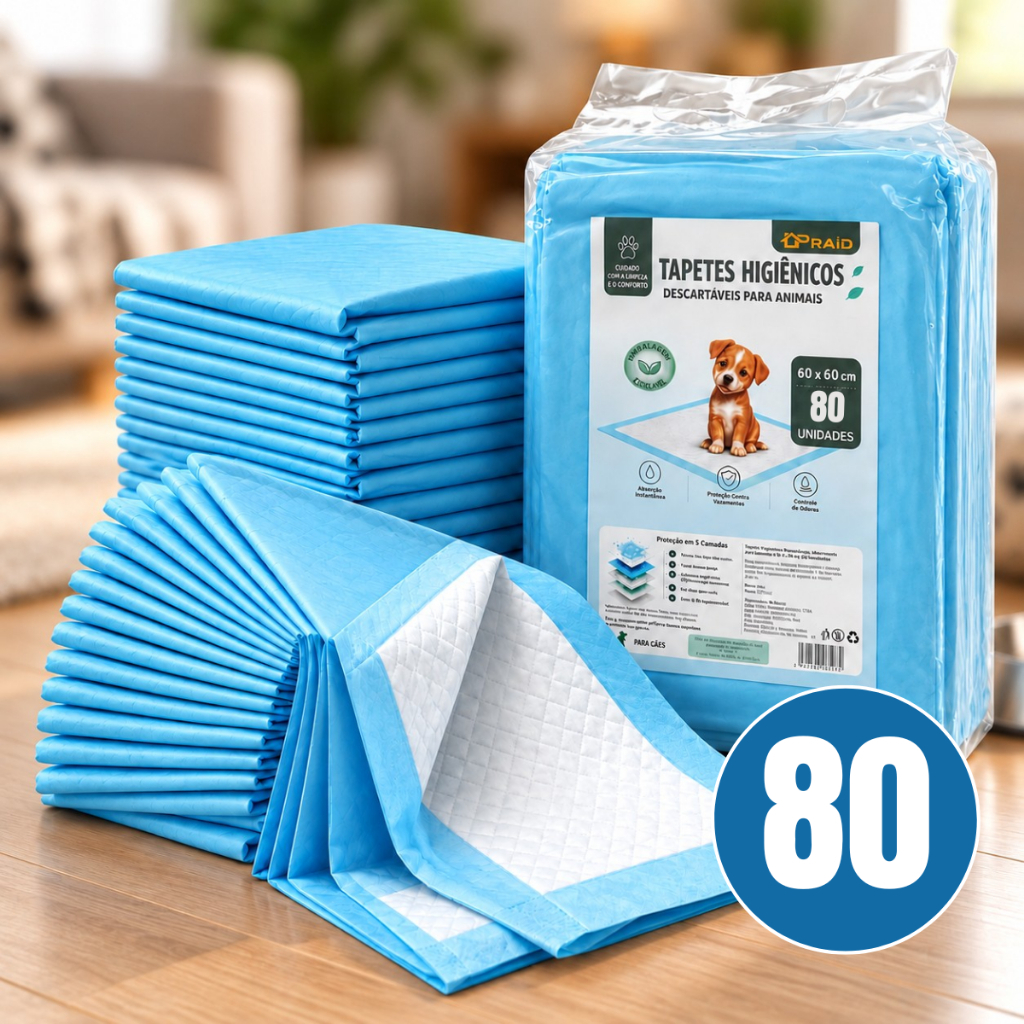 Tapete Higiênico para Cachorro 60x60 cm Descartável Para Cães Fraldas Pet