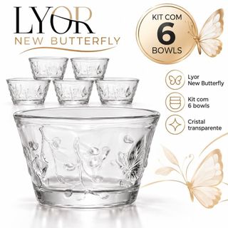 Bowl Lyor New Butterfly Cristal 100ml Kit 6 Peças - Mesa Posta, Petiscos, Molhos