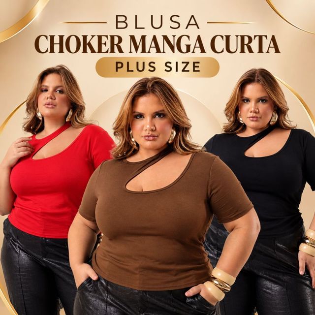 Blusa Feminina Plus Size Casual Elegante Confortável Curve Básica Sofisticada Blusinha Fresquinha