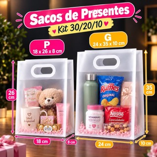 Kit 10/20/30 Sacolas Transparentes PVC de Presente Lembrancinhas de Aniversário e Festa Embalagem para Doces Brinquedos