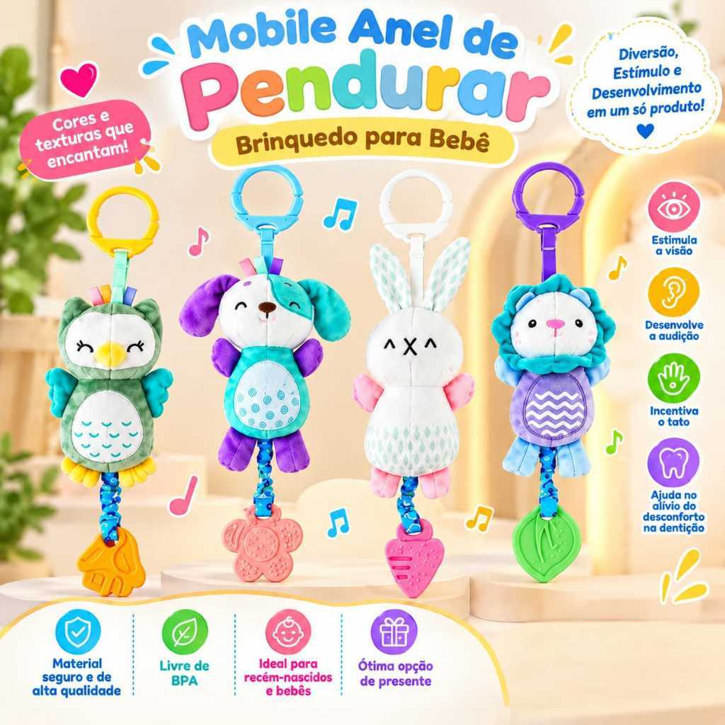 Mobile Anel de Pendurar Brinquedos de Carrinho Bebe Conforto Teether Boneca de Chocalho Montessori