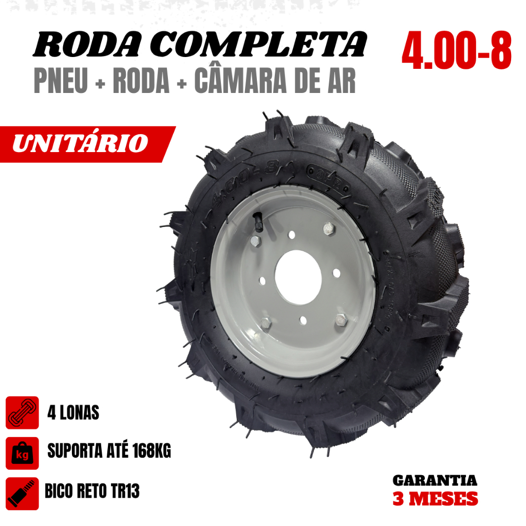 PNEU COM CAMERA DE AR PARA MOTOCULTIVADOR ARO 8