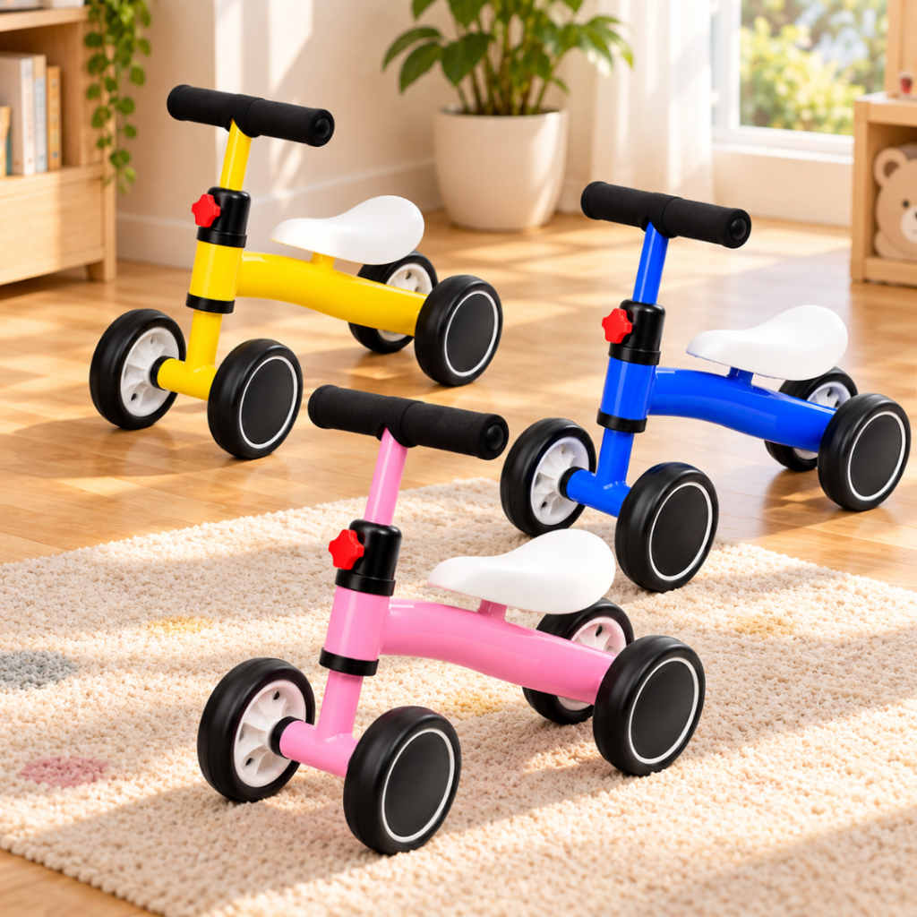 Bicicleta De Equilíbrio Infantil  Andador Sem Pedal 4 Rodas coordenação motora Dia das Crianças Promoção Novidade baby