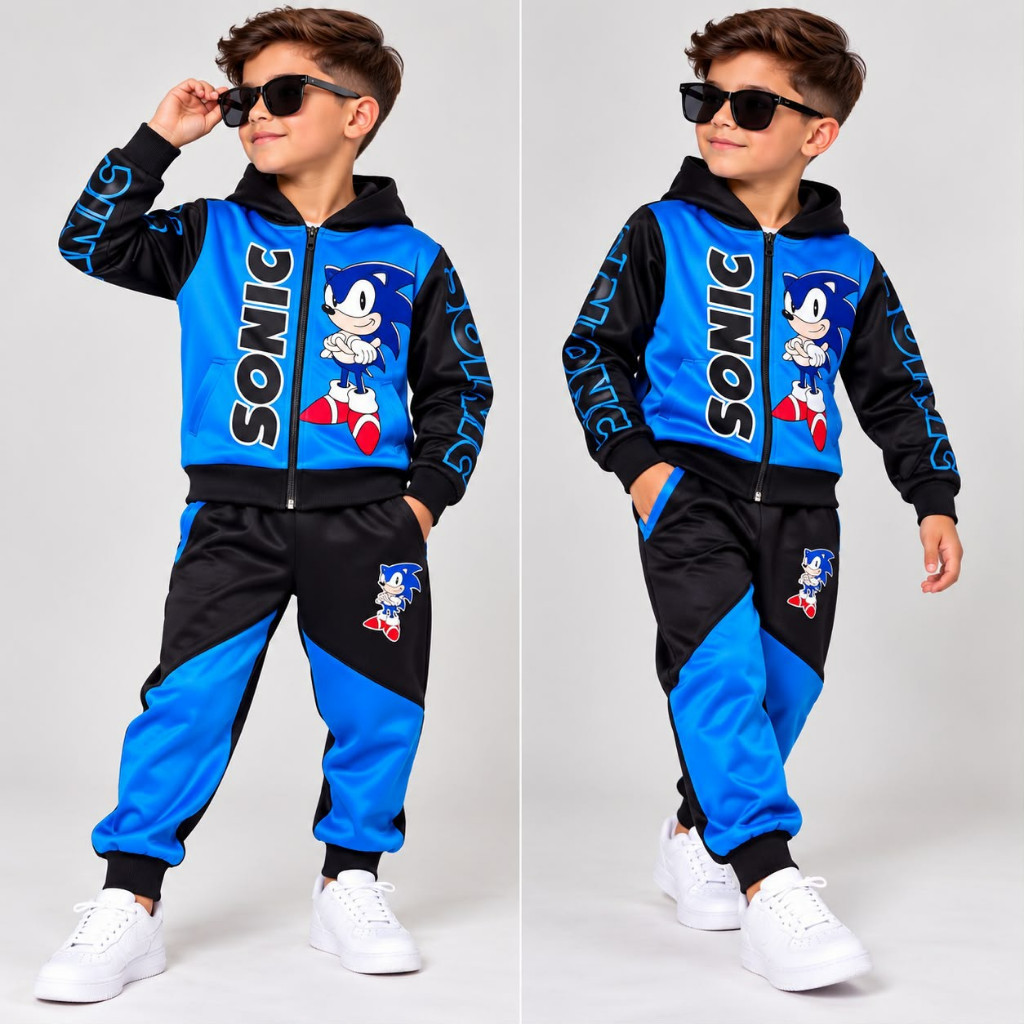 CONJUNTO DE FRIO INVERNO HOMEM ARANHA SONIC BATMAN INFANTIL JUVENIL MENINO CASACO COM ZIPER  CALÇA COM ELÁSTICO OFERTA