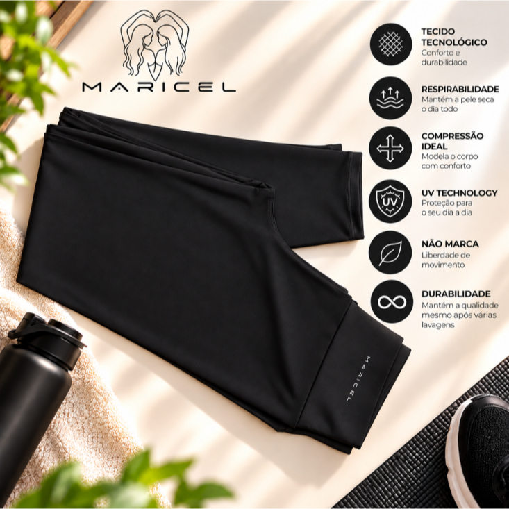 Legging Fitness Feminina Maricel Cós Alto Academia Zero Transparência Compressão Tecido Tecnológico Poliamida + Elastano