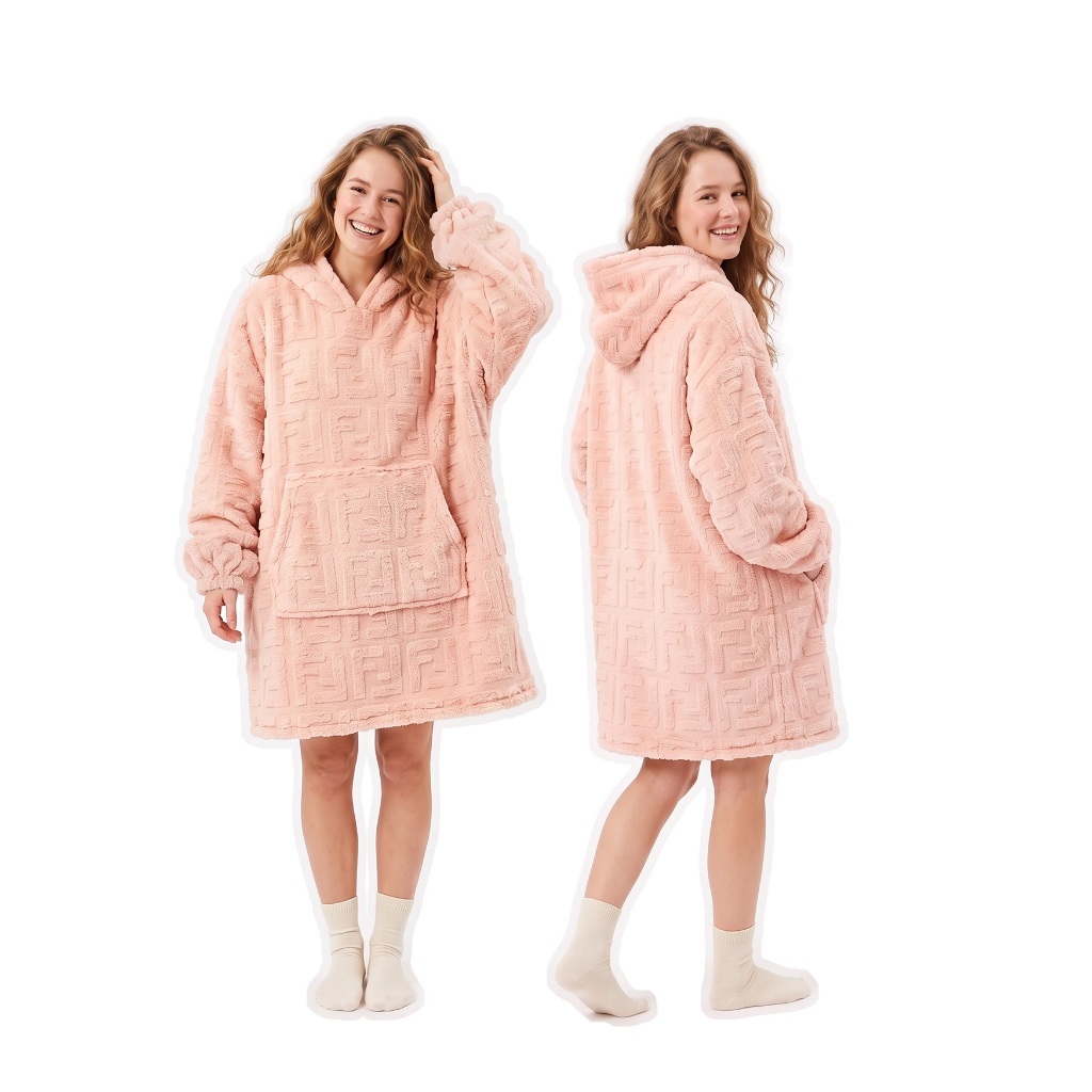 Moletom Gigante Cobertor com Capuz e Bolso Texturizado - Roupão Oversized Unissex de Inverno