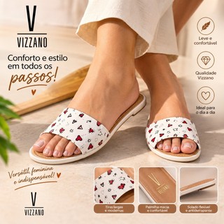 Sandália Feminina Rasteirinha Plana Vizzano Super  Fácil  de  Calçar  Confortável  queima de estoque
