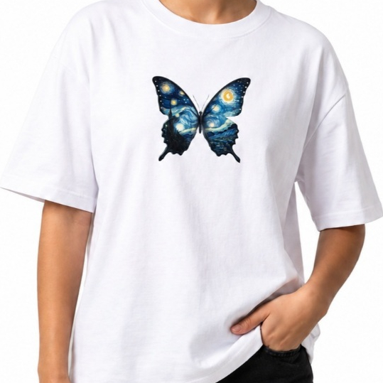 Camiseta Oversized Feminina Estampada Blusinha Borboleta 100% Algodão