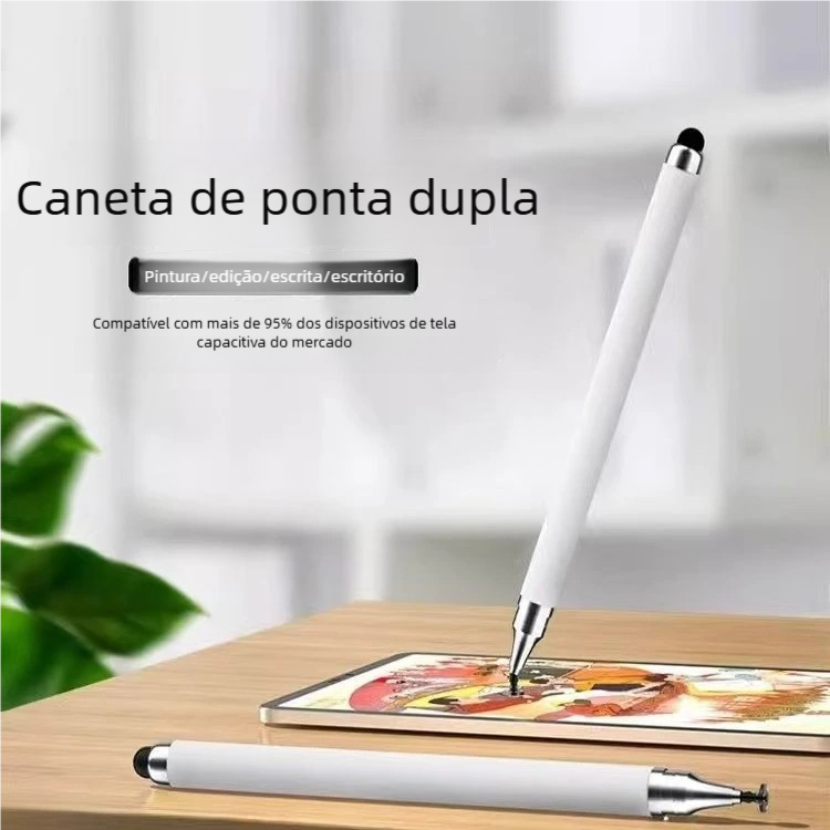 Caneta stylus ponta dupla para smartphone e tablet