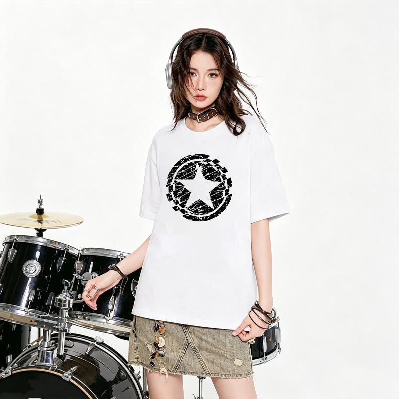 Camiseta Light T-shirt Estampada e Confortável 100% Algodão Oversized Unissex Casual para Dia a Dia Respirável C3321