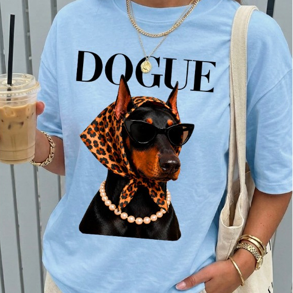 Camiseta Feminina DOGUE BANDANA 100% Algodão Premium Blusa Casual Tshirt Estampada Blusinha Estilosa