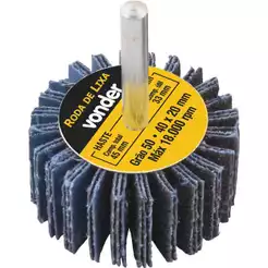 Roda de Lixa com Haste 40 x 25 mm Grãos 50 a 220 para Desbaste e Acabamento Vonder