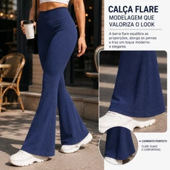 Calça Flare Legging Bailarina Feminina Suplex Premium Bailarina Fitness Cintura Alta